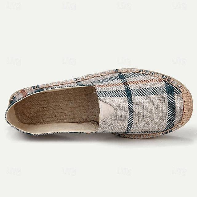 Men's Plaid Summer Canvas Slip-On - Comfortable Espadrilles