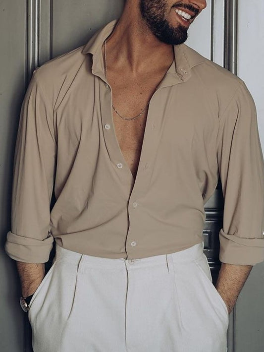 Men's Up Button Beach Shirt Summer Casual