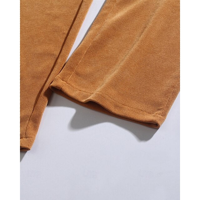 Trousers Pants Straight Leg Men's Corduroy Athletic
