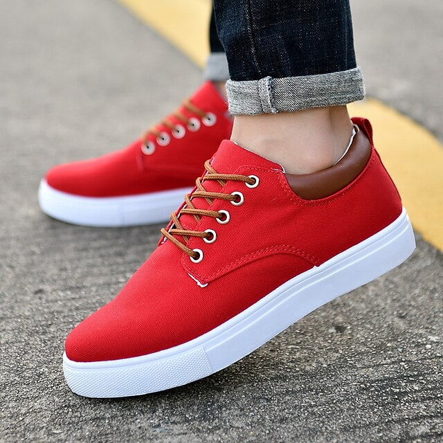 Men's Size Plus Walking White Sneakers Skate Shoes
