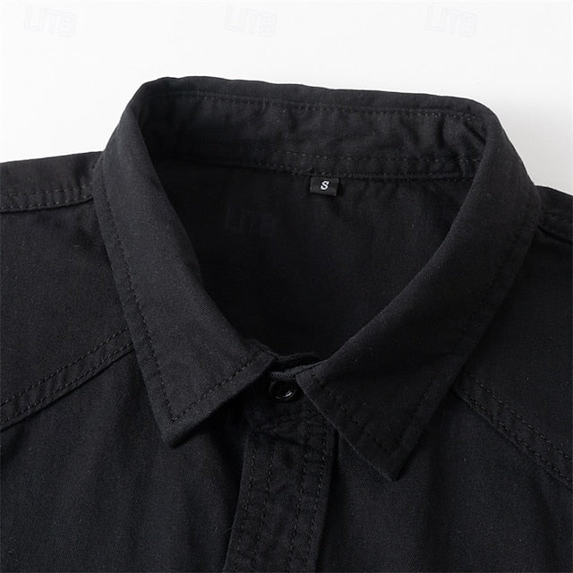 Up Button Summer Men's Black Shirt Casual