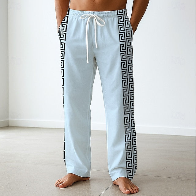 Side Men's Baggy Pants Casual Pockets Trousers