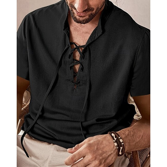 Beach Black Casual Shirt Summer Men's