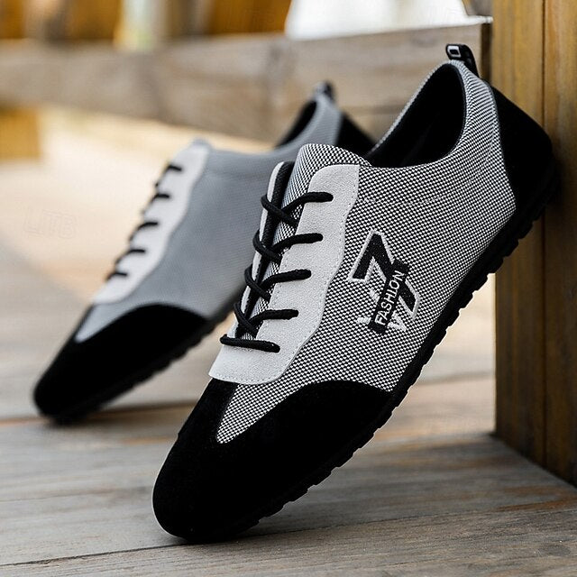 – Lace-Up Navy Nylon Breathable and Sneakers Men's Beige