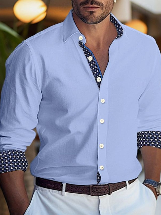 Dark Men's Shirt White Casual Black Up Button
