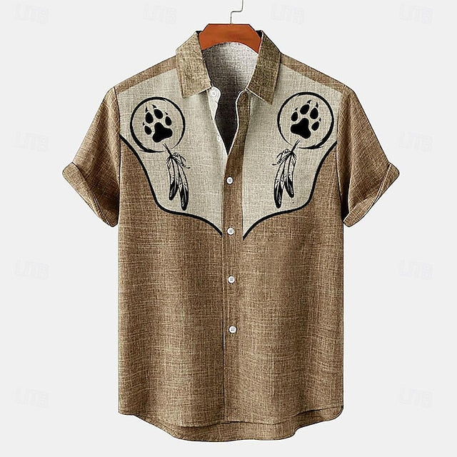 Shirts Vintage Ethnic Retro Linen Shirt Men's