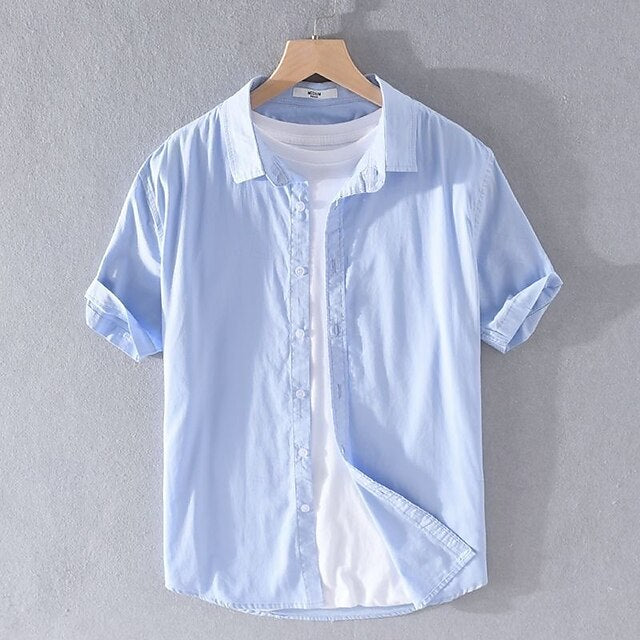 Cotton Linen Men's Casual Button Shirt Up