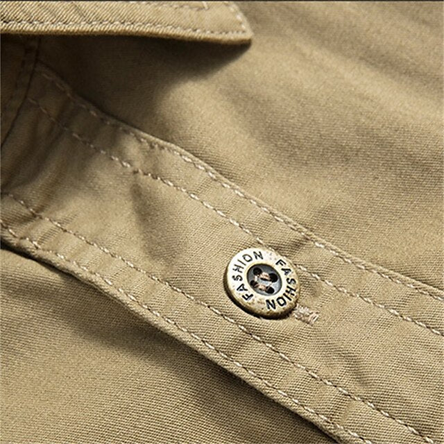 Summer Cargo Button Men's Shirt Up Casual