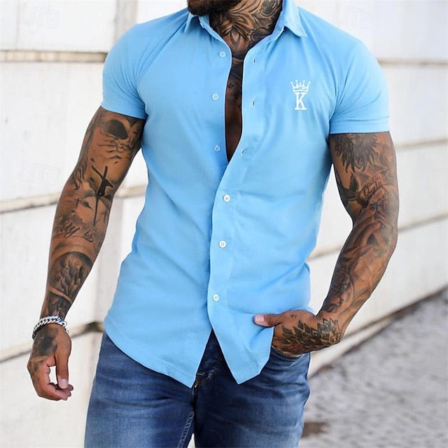 Button Beach Summer Shirt Up Casual Men's