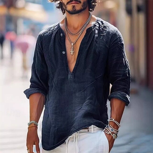 Casual Men's Beach Summer Shirt Popover