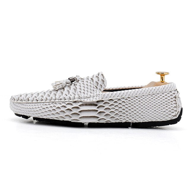 – Printed Loafers Casual White Men's Lightweight Slip-On