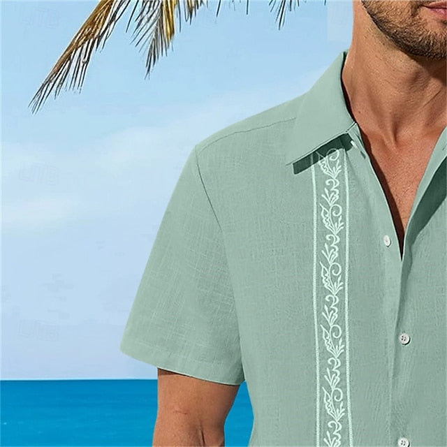 Men's Guayabera Shirt Beach Linen Summer