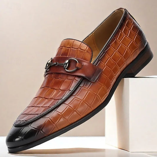 - Men's Crocodile Loafers Pattern Leather Cowhide Premium