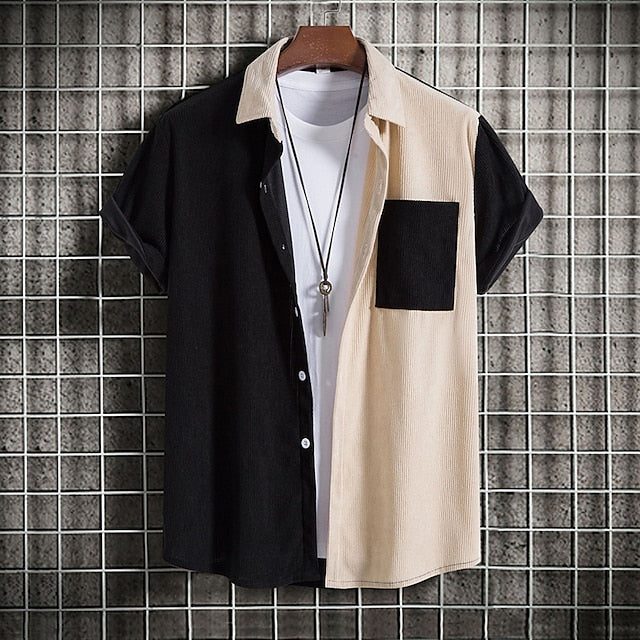 Shirt Summer Casual Beach Men's Up Button