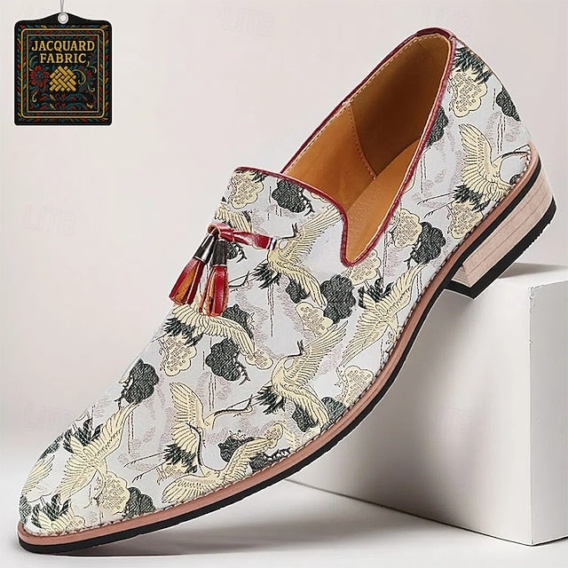 Loafers - with Tassel Jacquard Floral Men's Slip-On Detail
