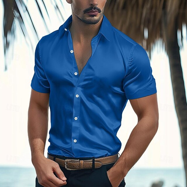 Shirt Summer Wear Casual Satin Men's Beach