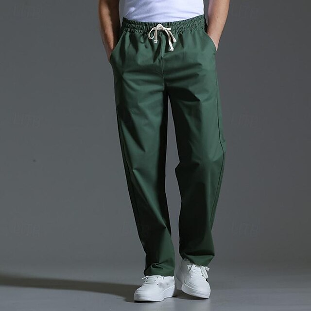 Drawstring Pocket Trousers Pants Casual Men's Waist Elastic