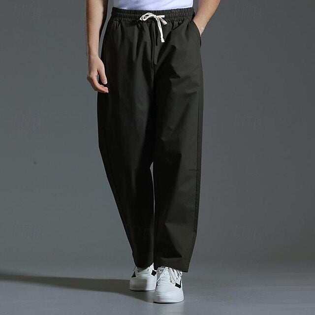 Drawstring Pocket Trousers Pants Casual Men's Waist Elastic
