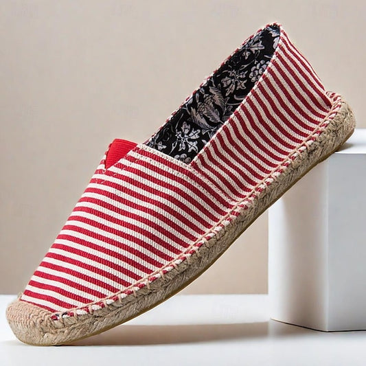 Striped Espadrilles: Red Nautical Men's and White