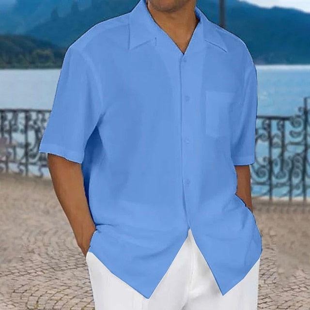 Up Men's Shirt Button Casual Summer Beach