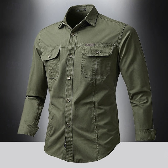 Men's Casual Cargo Summer Button Up Shirt