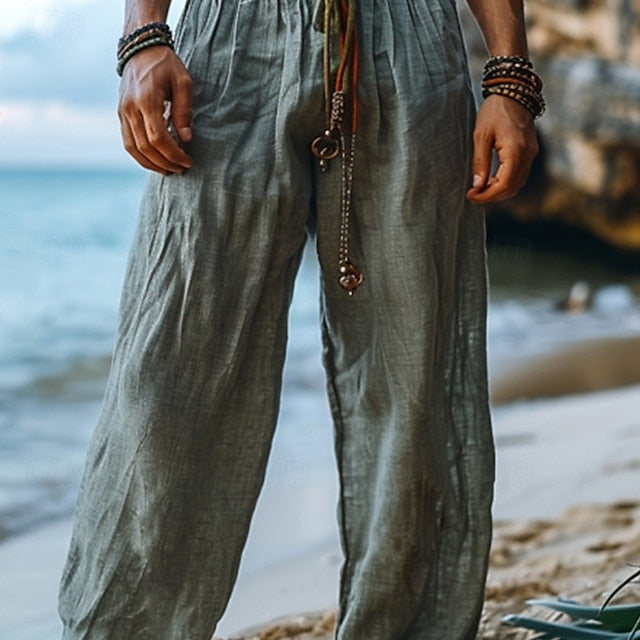 Pants Trousers Pants Summer Beach Linen Men's Pants
