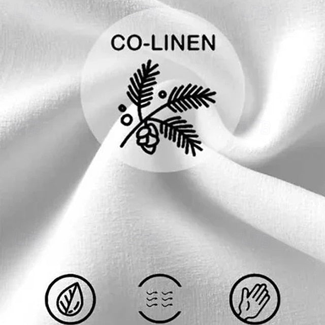 Shirt Linen Beach Summer Up Wear Men's Button