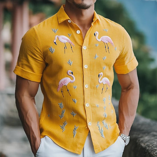 Summer Shirt Wear Men's Button Beach Up Linen