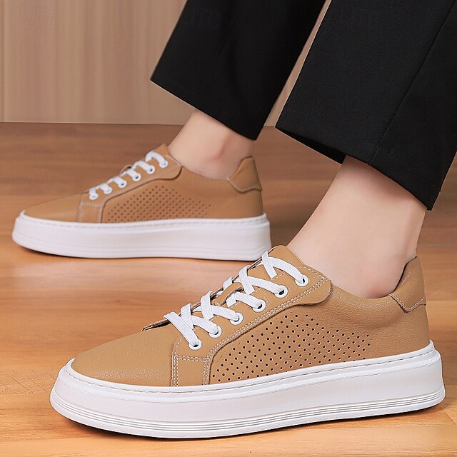 Low-Top Faux Green Leather Men's Sneakers