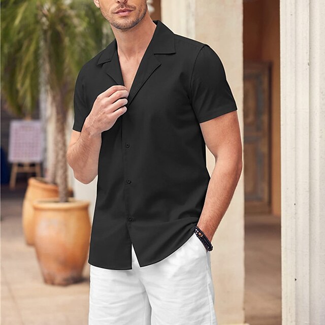 Summer Men's Popover Shirt Beach Plain