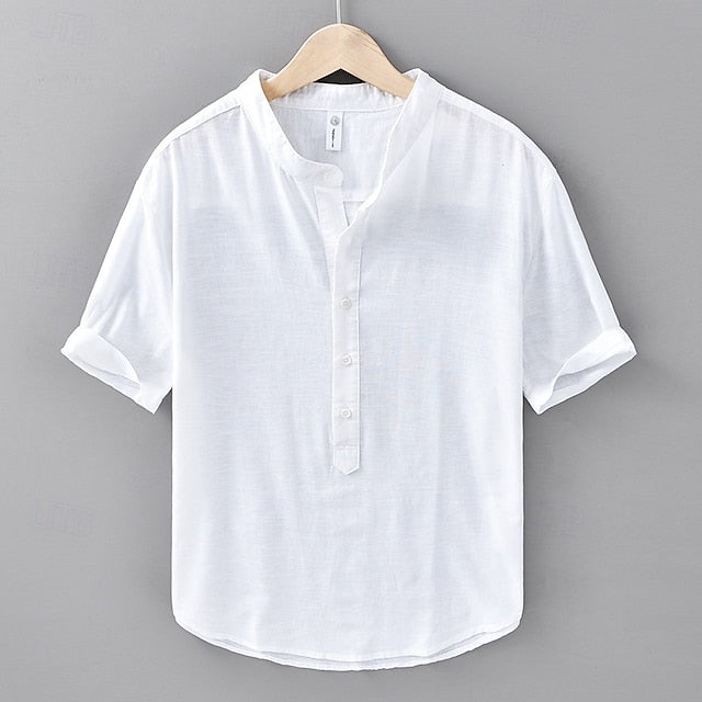 Popover Shirt Cotton Linen Casual Men's