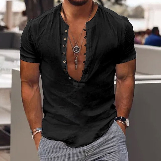 Shirt Wear Men's Beach Popover Summer Casual