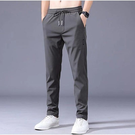 Drawstring Elastic Pants Trousers Waist Casual Solid Men's