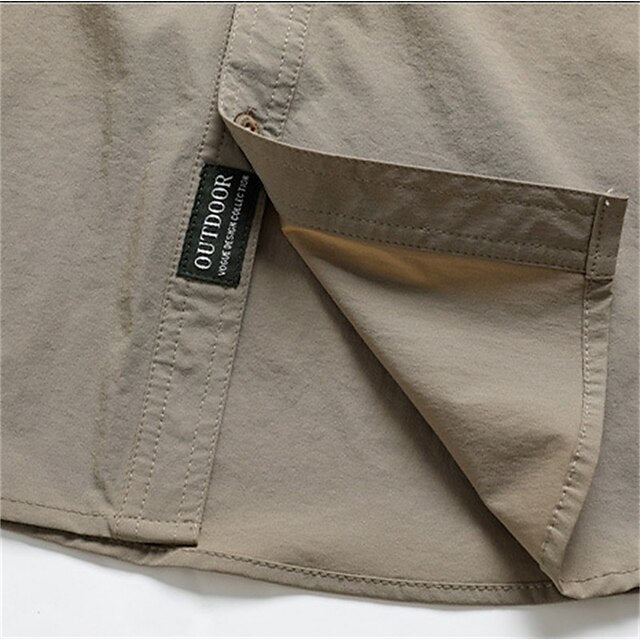 Up Casual Summer Cargo Shirt Men's Button