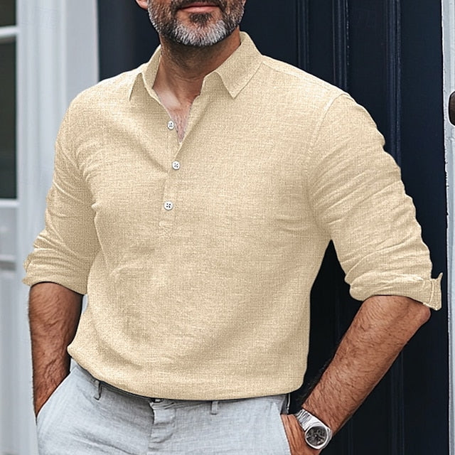 Plain Beach Wear Summer Linen Men's Shirt
