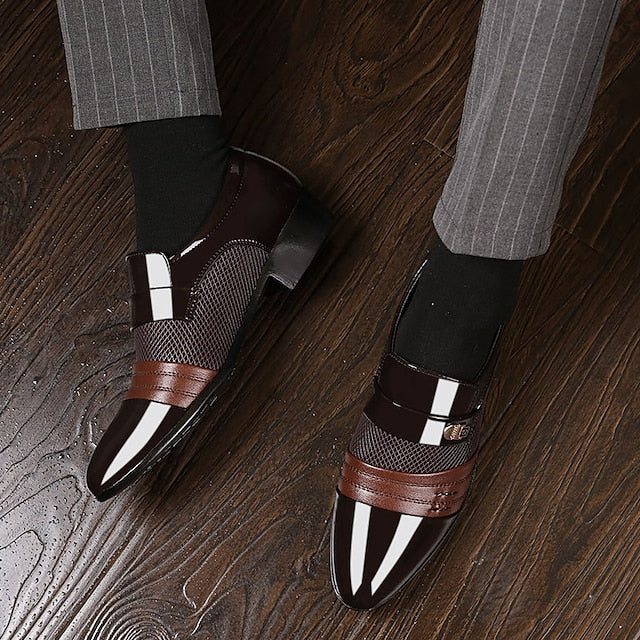 Shoes Leather Embossed Men's with Crocodile Pattern Dress