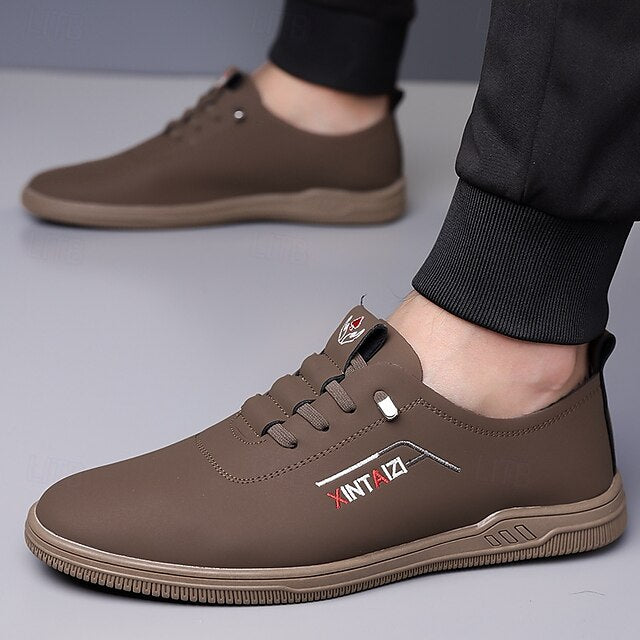 - Men's with Sneakers Shoes Comfortable Lace-Up Tan Casual