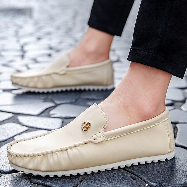 Men's Moccasins Red and Logo Design Elasticized with