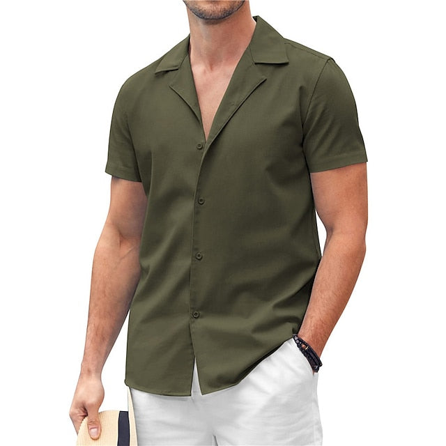 Summer Men's Popover Shirt Beach Plain