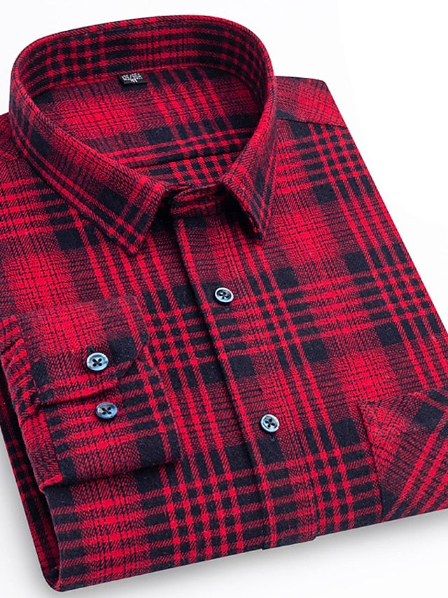 Button Men's Up Casual Shirt Plaid