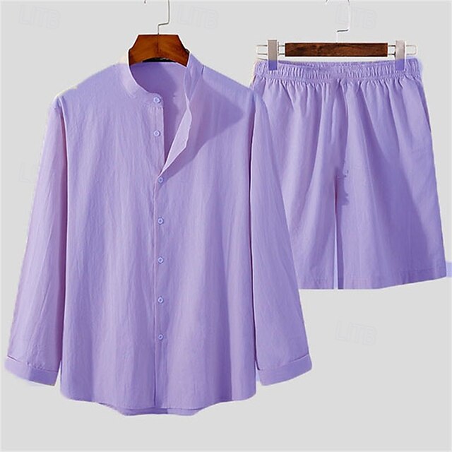 Shirt Men's Cotton Up Casual Button Linen