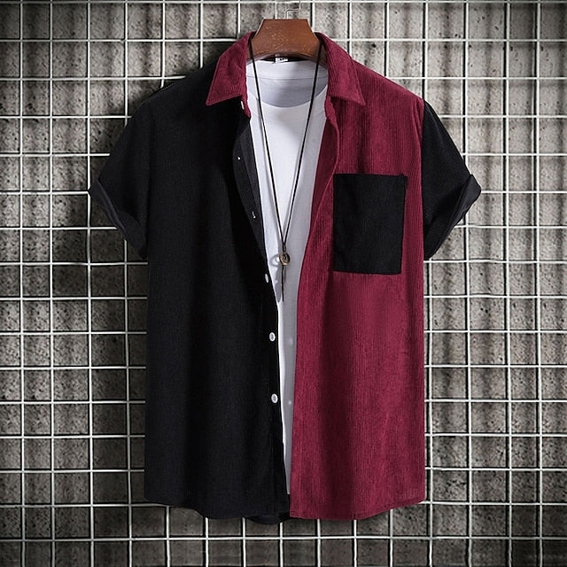 Shirt Summer Casual Beach Men's Up Button