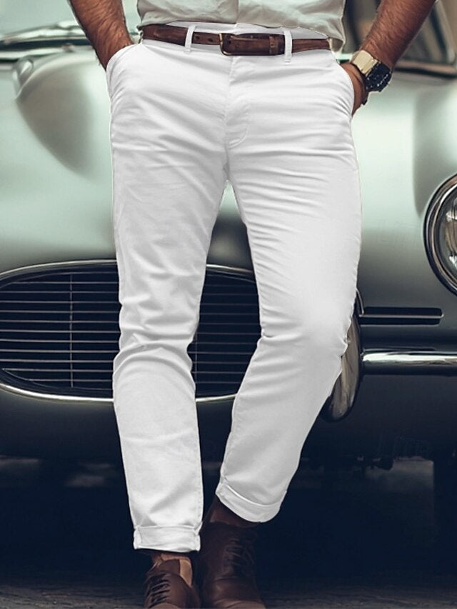 Trousers Chinos Men's Casual Pants Buttons Chino