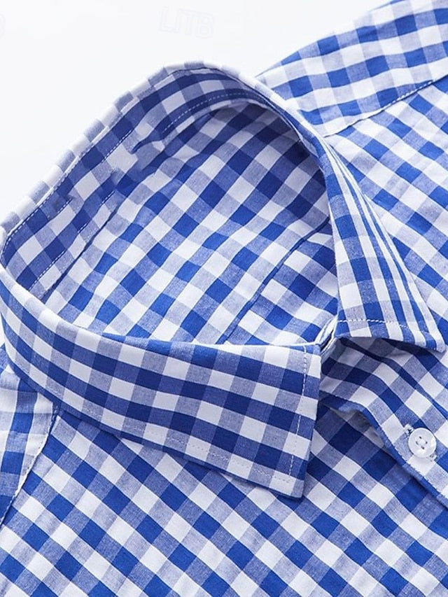 Men's Shirt Shirts Casual Button Checked Up