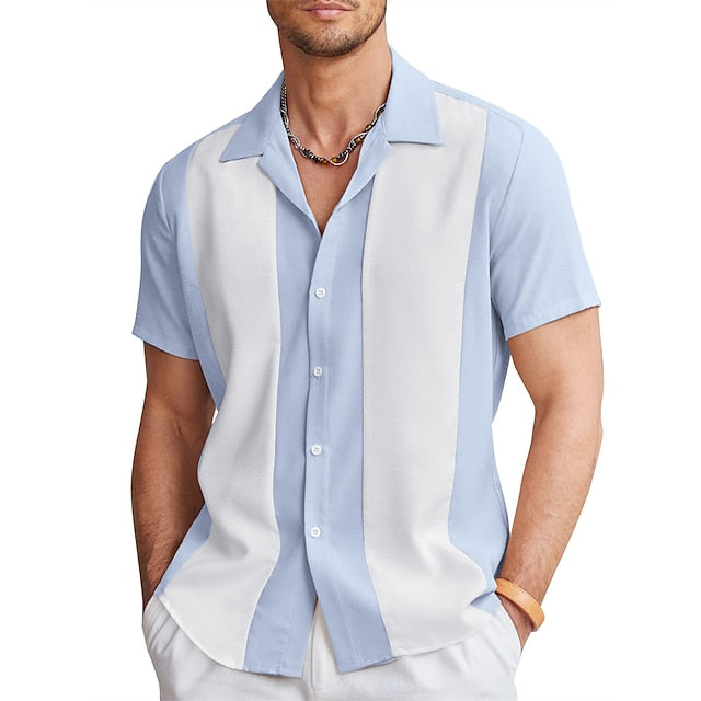 Shirt Summer Casual Men's Button Bowling