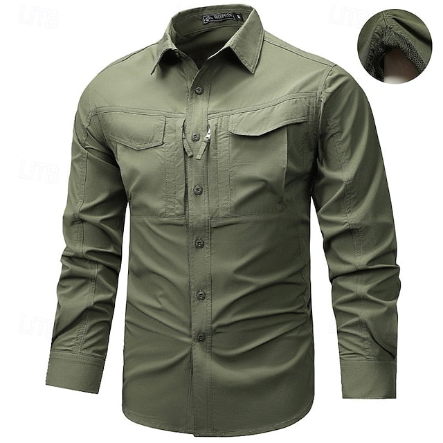 Button Men's Cargo Summer Up Shirt Casual