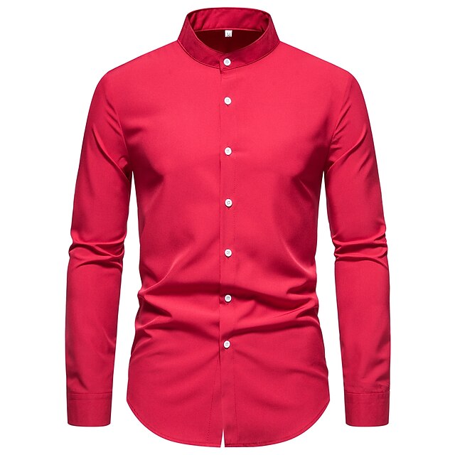 Shirt Mandarin Collar Casual Men's Chinese