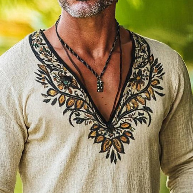 Popover Linen Shirt Summer Beach Men's