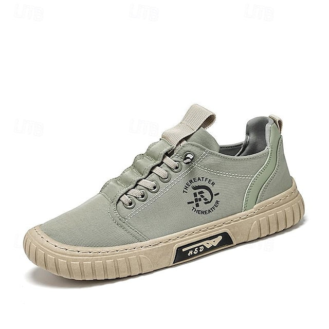 Sneakers Men's Lightweight Canvas Casual Lace-Up Green -
