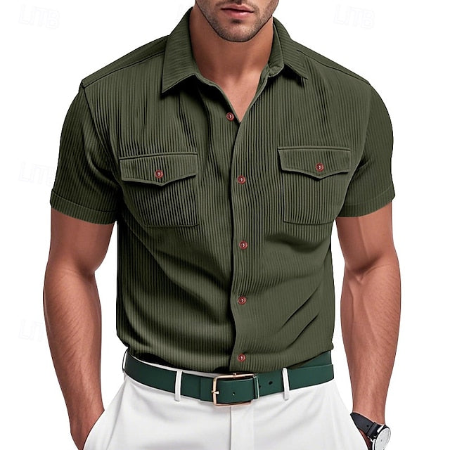 Men's Button Beach Casual Summer Up Shirt